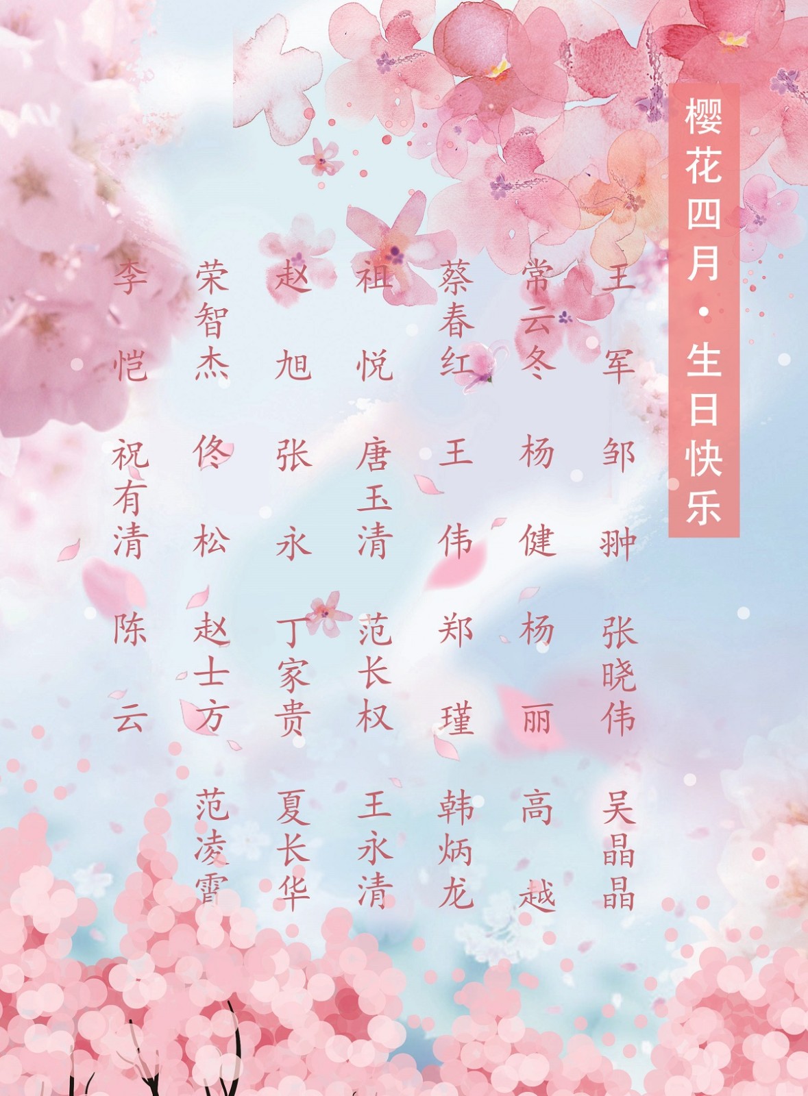 【生日祝福】恭祝04月生日的員工生日快樂(lè)！