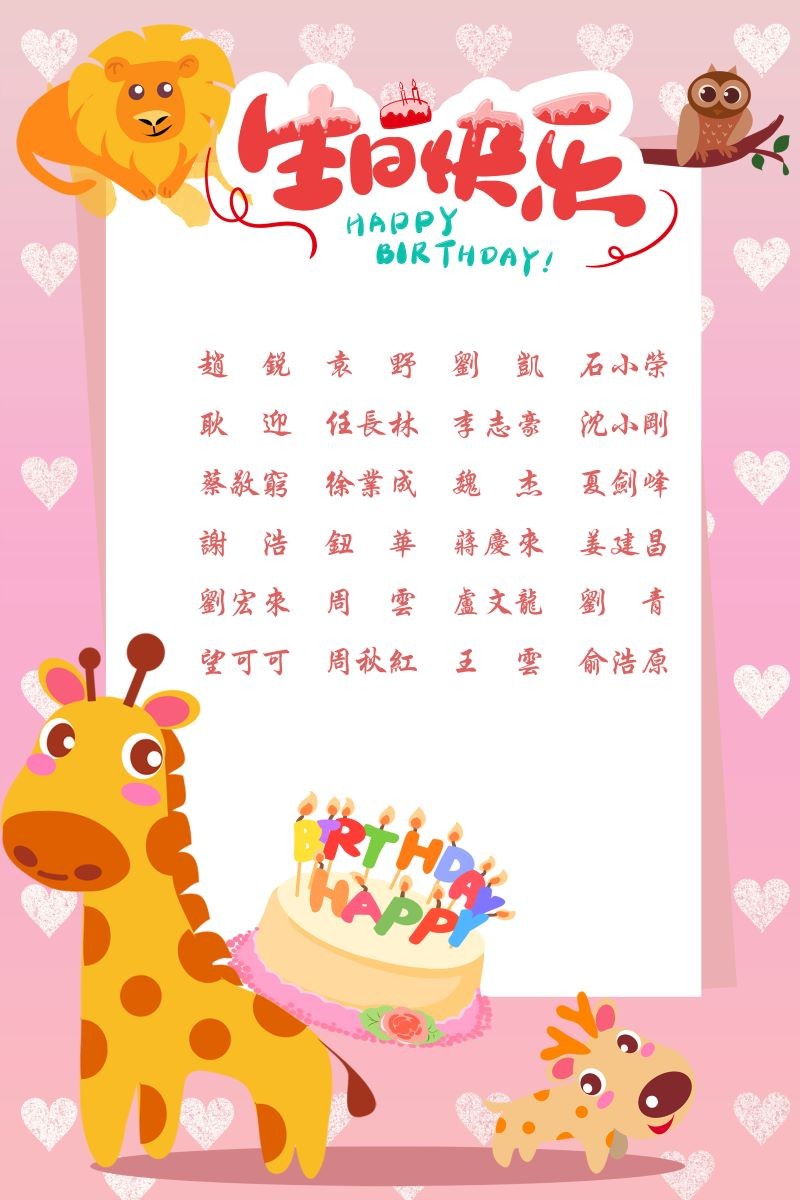 【生日祝福】恭祝08月生日的員工生日快樂(lè)！